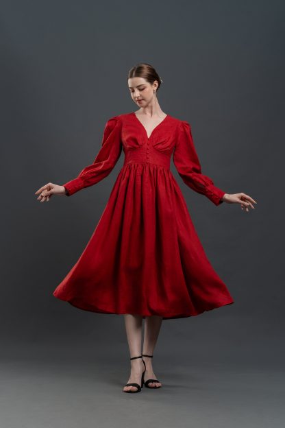 French Vintage V Neck Dress - Image 6