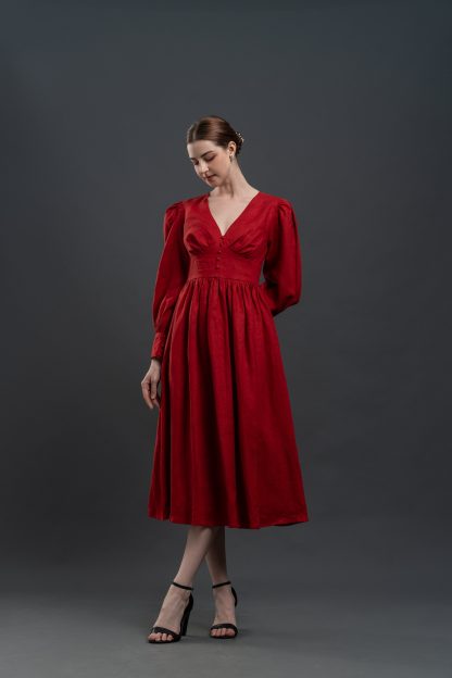 French Vintage V Neck Dress - Image 3