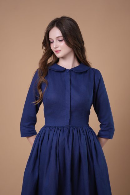 Retro elegant waist dress - Image 5