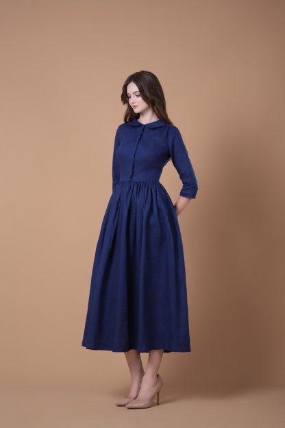 Retro elegant waist dress - Image 3