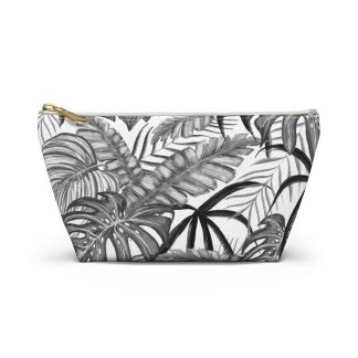 Tropical black and white pattern cosmetic bag