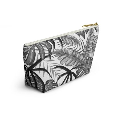 Tropical black and white pattern cosmetic bag - Image 2