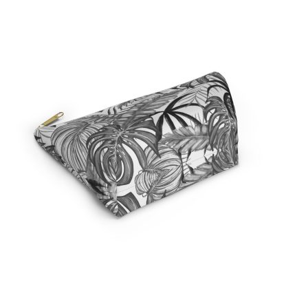 Tropical black and white pattern cosmetic bag - Image 3