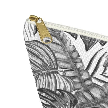 Tropical black and white pattern cosmetic bag - Image 4