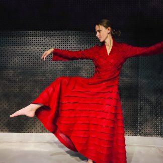 Red Pleated Art Dress