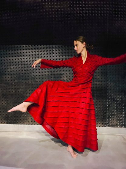 Red Pleated Art Dress