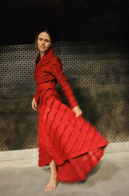 Red Pleated Art Dress - Image 4