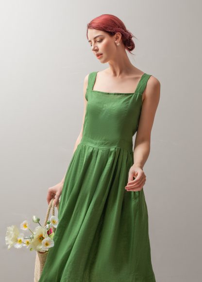 Forest retro square neck suspender dress - Image 7
