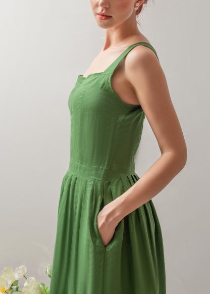 Forest retro square neck suspender dress - Image 4