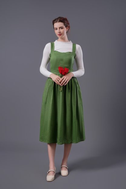 Forest retro square neck suspender dress - Image 3