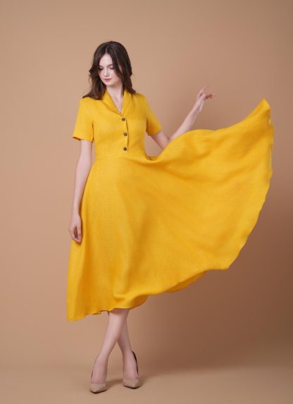 Bright yellow retro dress - Image 6