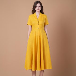 Bright yellow retro dress