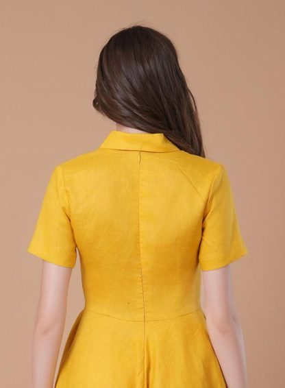 Bright yellow retro dress - Image 2