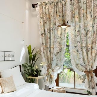 Light green cotton and linen curtains