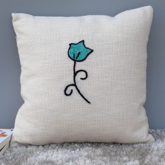 Minimalist Embroidered Flower Cushion Cover