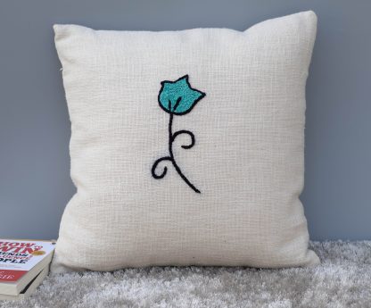 Minimalist Embroidered Flower Cushion Cover