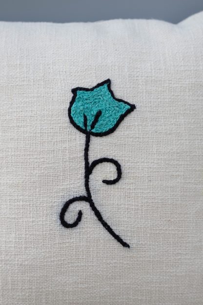 Minimalist Embroidered Flower Cushion Cover - Image 3