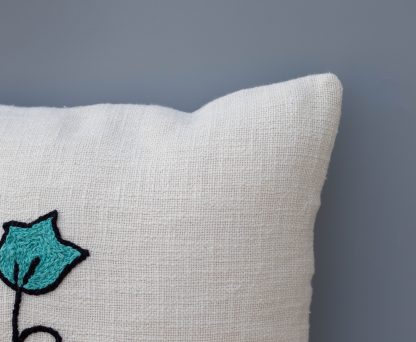 Minimalist Embroidered Flower Cushion Cover - Image 2