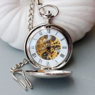 Modern craft silver hollow mechanical pocket watch