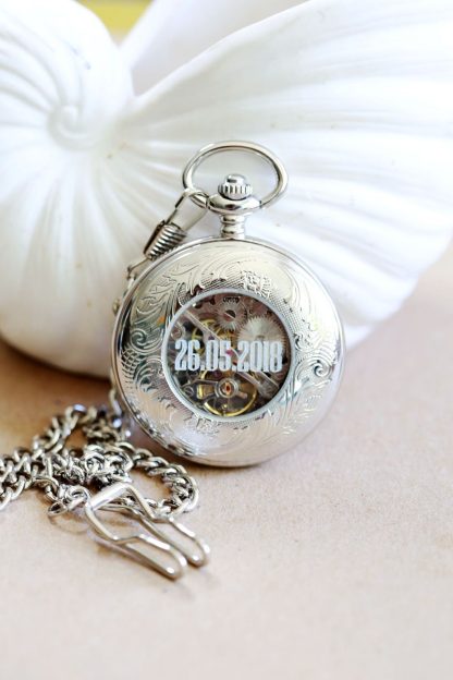 Modern craft silver hollow mechanical pocket watch - Image 2
