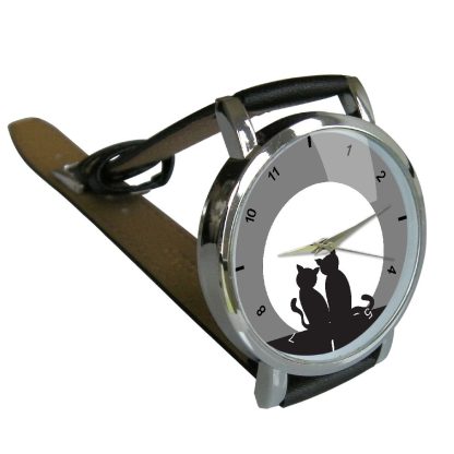 Moonlit Cat Silhouette Watch – Romantic Nighttime Design - Image 2