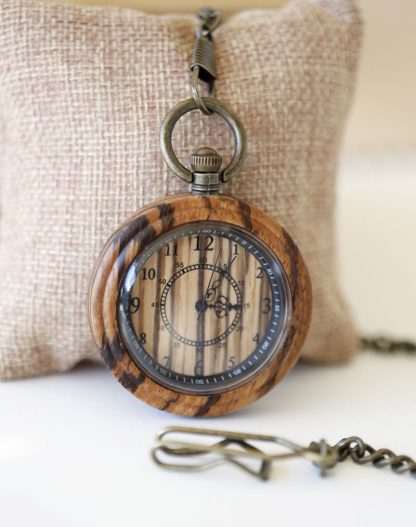 Natural Wood Grain Pocket Watch
