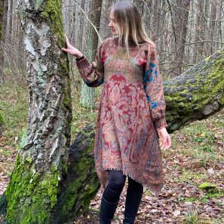 Women's wool long sleeve dress below the knee