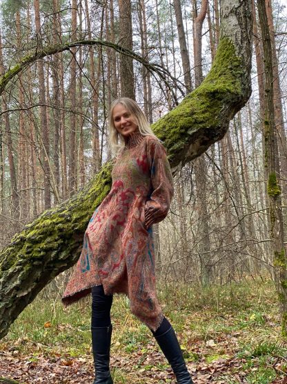 Women's wool long sleeve dress below the knee - Image 5