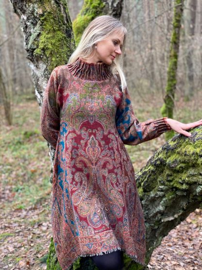 Women's wool long sleeve dress below the knee - Image 2