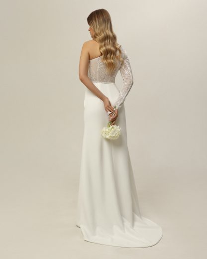 Slit Long Sleeve Wedding Dress - Image 2