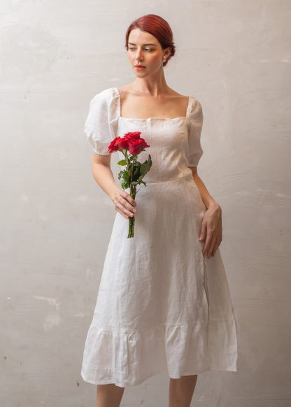 French Square Neck Slit Dress - Image 4