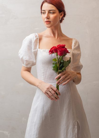 French Square Neck Slit Dress - Image 2