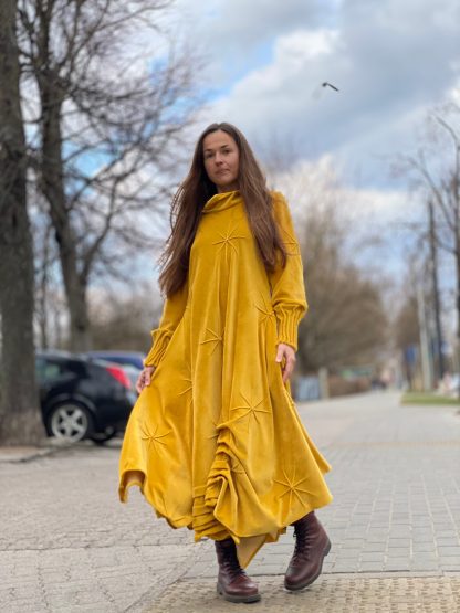 Vintage style gold velvet dress
