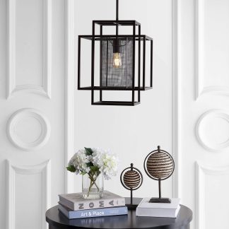 Industrial style square frame woven chandelier