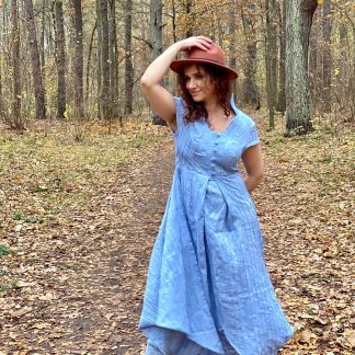 Forest style linen dress