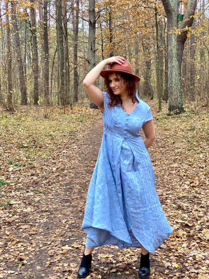 Forest style linen dress