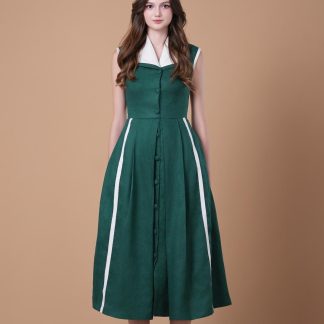 Retro Contrast Sleeveless Dress