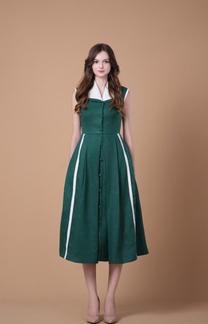 Retro Contrast Sleeveless Dress