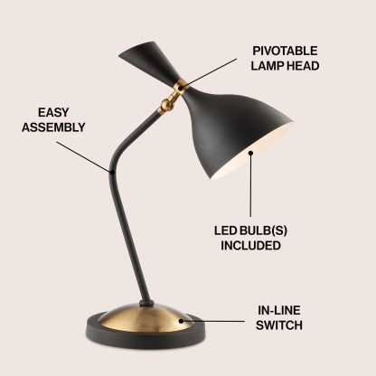 Wrought Iron Vintage Mid-Century LED Table Lamp - Image 6