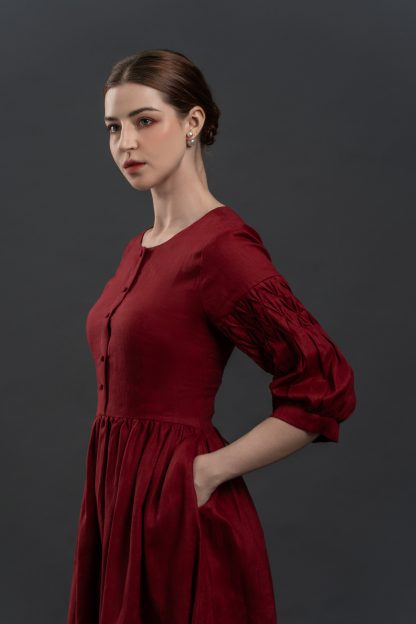 Retro palace style puff sleeve dress - Image 6