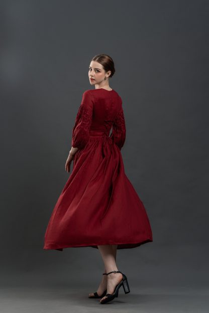Retro palace style puff sleeve dress - Image 5