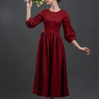 Retro palace style puff sleeve dress