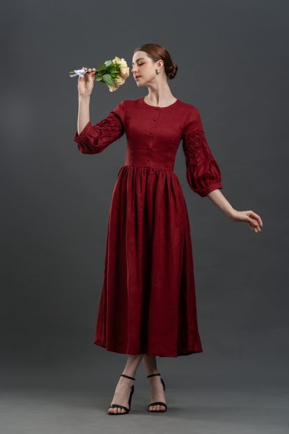 Retro palace style puff sleeve dress