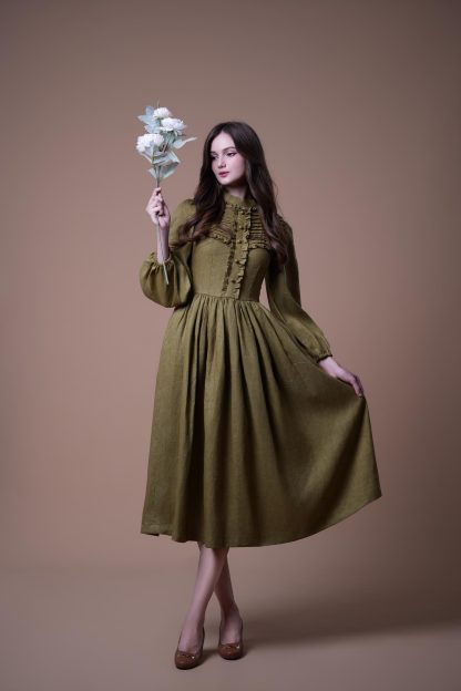 Retro Art Linen Dress