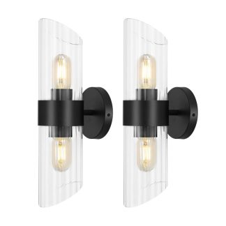 Clear Glass Black Vertical Wall Lamp