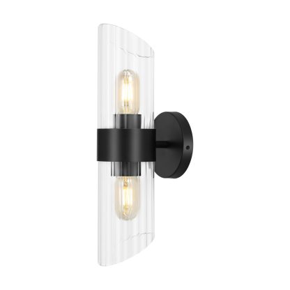 Clear Glass Black Vertical Wall Lamp - Image 2