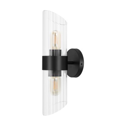 Clear Glass Black Vertical Wall Lamp - Image 5