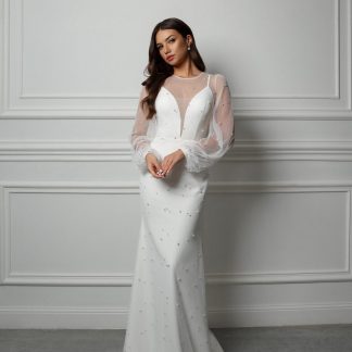 Pearl Beaded Mermaid Wedding Dress