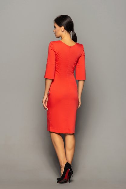 Red Square Neck Pencil Skirt - Image 4