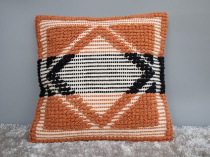 Rust & Black Geometric Tufted Cushion Cover